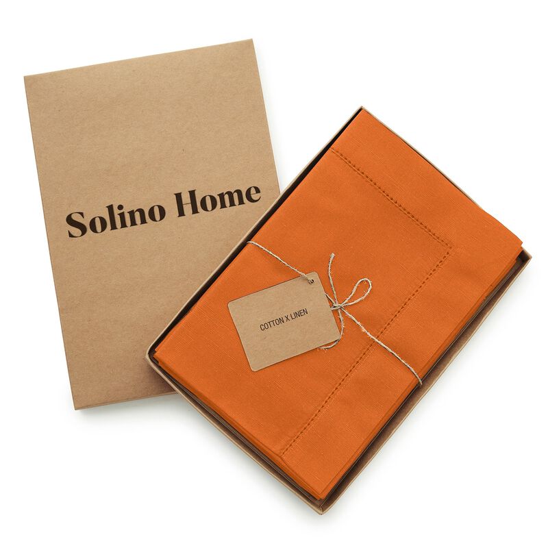 Solino Home Cotton Linen Hemstitch Dinner Napkins 20 x 20 Inch Set of 4
