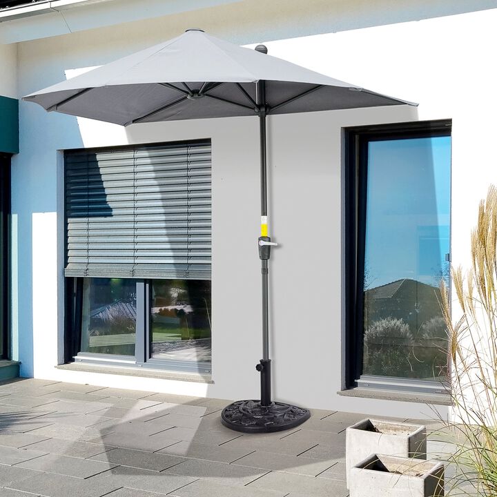 Black Umbrella Base: 20lbs Half Round Decorative Resin Stand