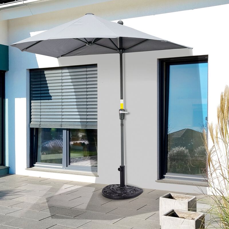 Black Umbrella Base: 20lbs Half Round Decorative Resin Stand