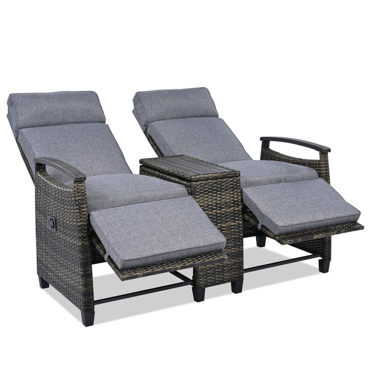 Merax Patio Recliner Loveseat Chair Outdoor Lounge Chair