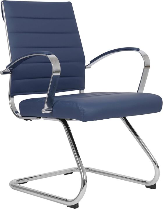 LeisureMod Benmar Home Leather Guest Office Chair in Black