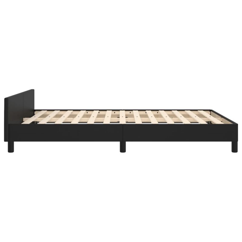 vidaXL Full-Size Bed Frame with Headboard, 53.9"x74.8", Faux Leather and Plywood Construction, Elegant Black