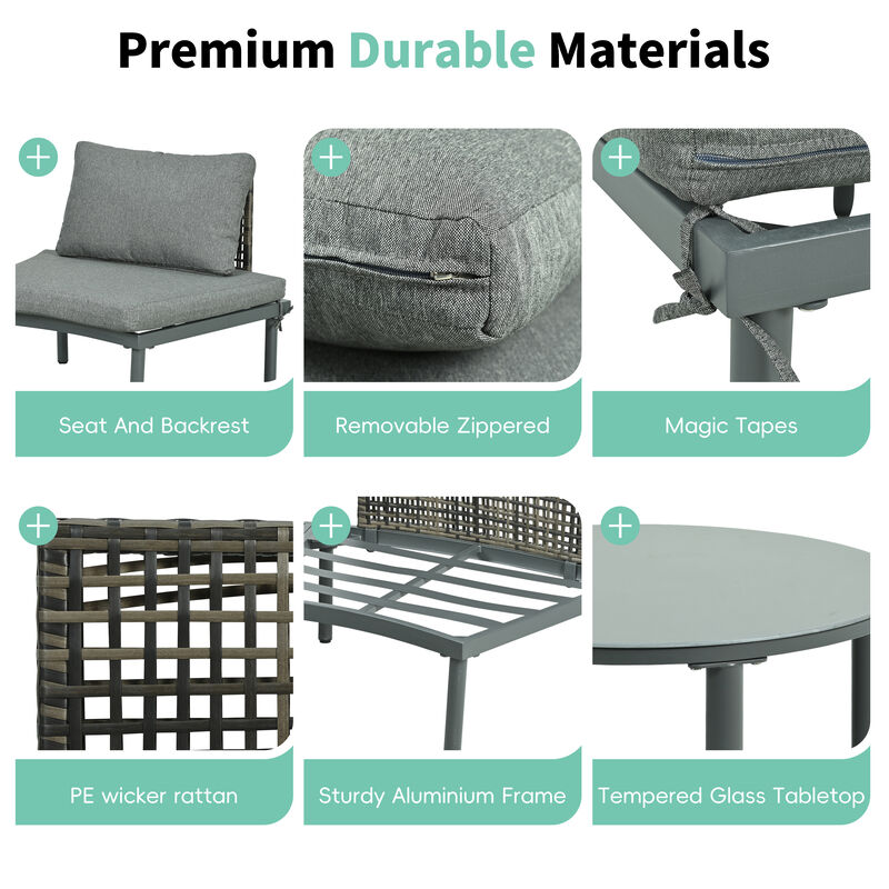 Merax Patio Sofa Furniture Set for Backyard, Garden, Poolside