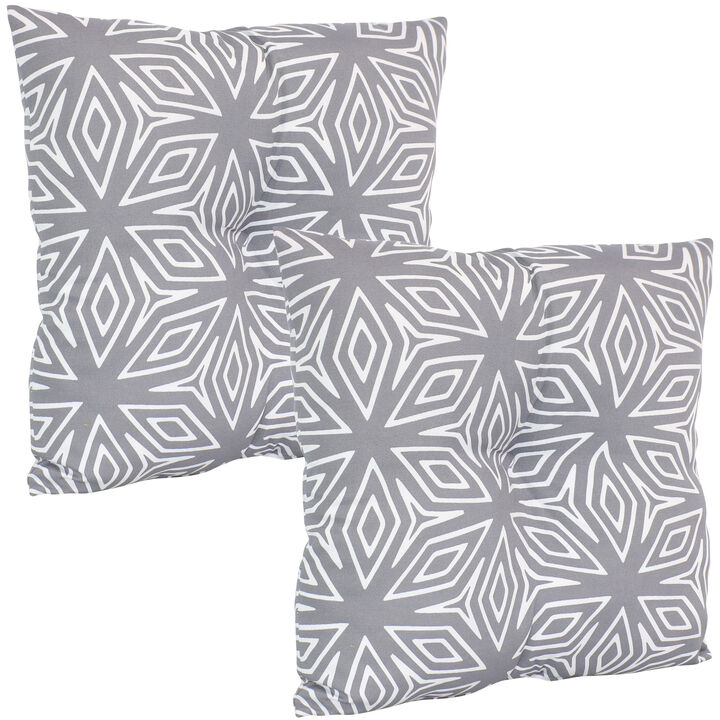 Sunnydaze Set of 2 19" Square Polyester Tufted Pillows