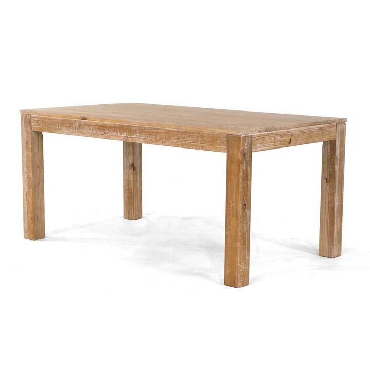 Hivvago Modern Farmhouse 63 inch Solid Wood Dining Table in Rustic Light Brown Finish