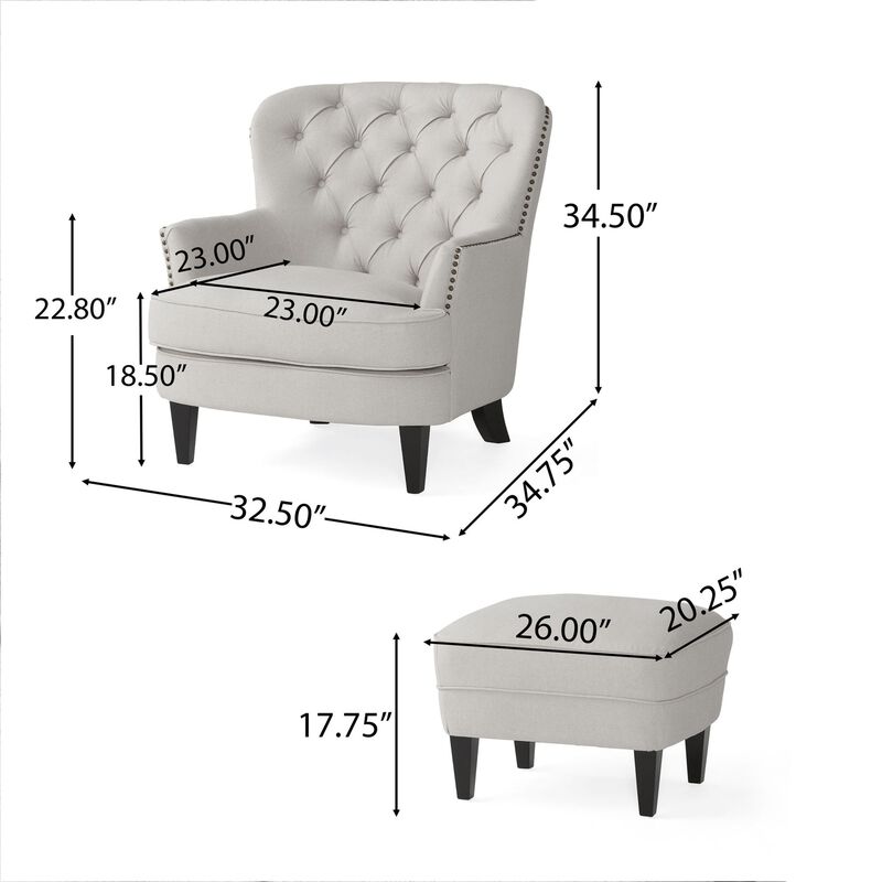 Merax Contemporary Fabric Club Chair and Ottoman Set