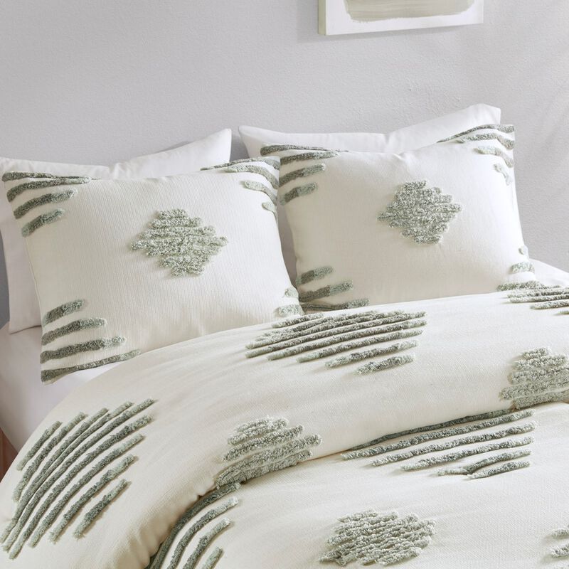 Gracie Mills Mitch Modern Tufted Chenille 3-Piece Duvet Cover Set