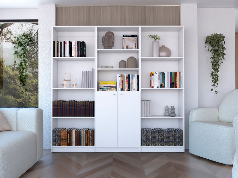 Oasis 3 Piece Living Room Set with 3 Bookcases, White