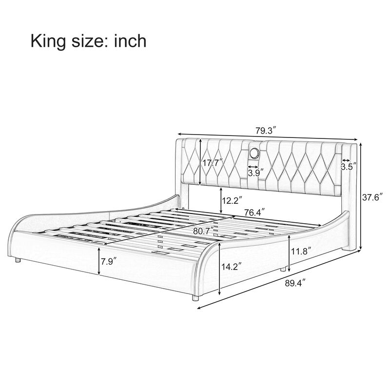 Merax Luxurious Faux Leather Platform Bed with Bluetooth Speakers