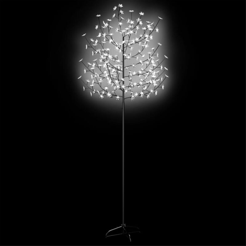 vidaXL Christmas Tree 220 LEDs Cold White Light Cherry Blossom 86.6"