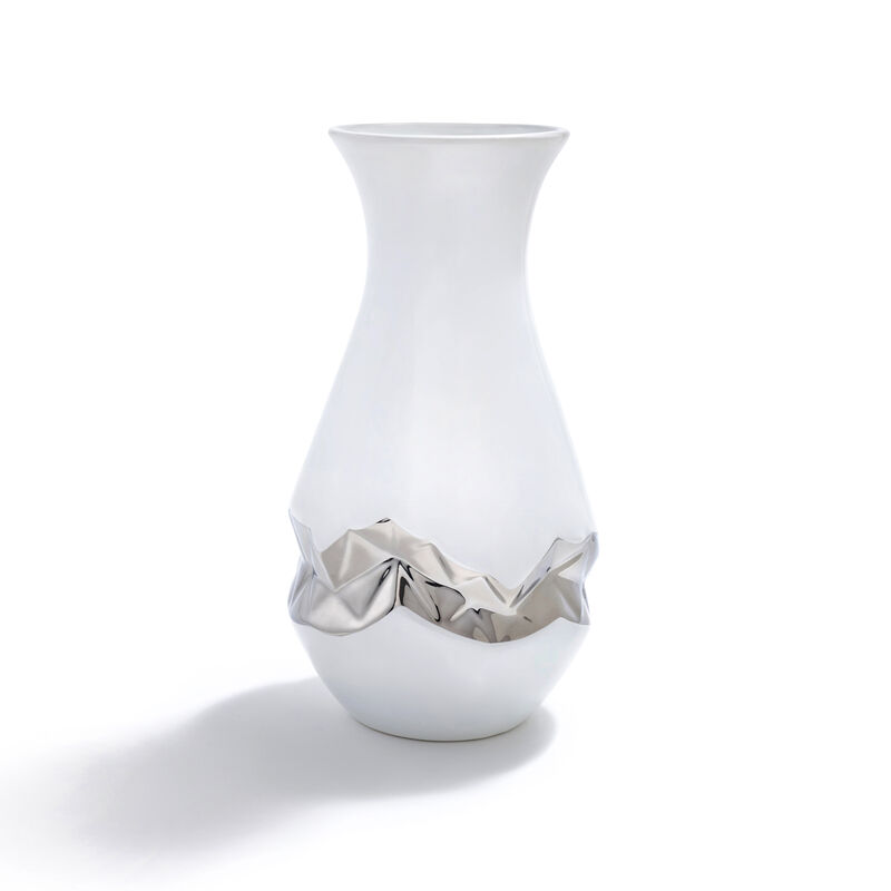 Talianna Oro Vase, White & Silver