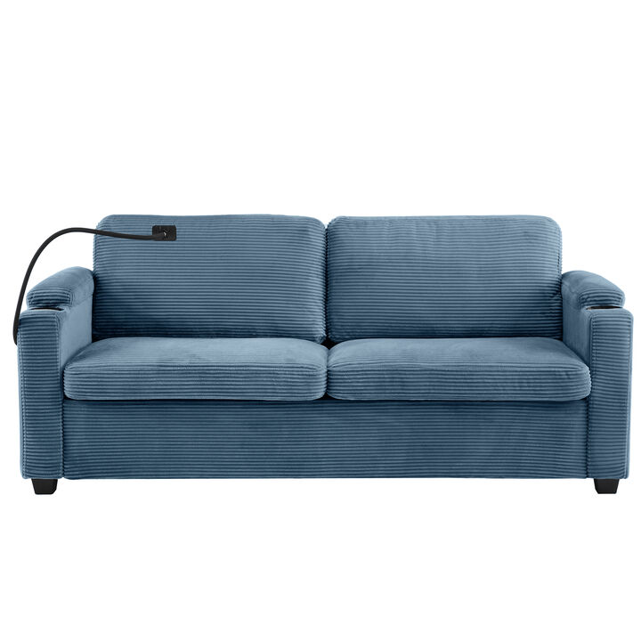 Merax  Corduroy Sleeper Sofa Loveseat Sofa with Mattress