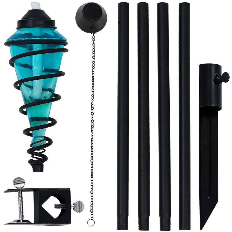 Sunnydaze Set of 2 2-in-1 Swirling Metal Glass Lawn Torches