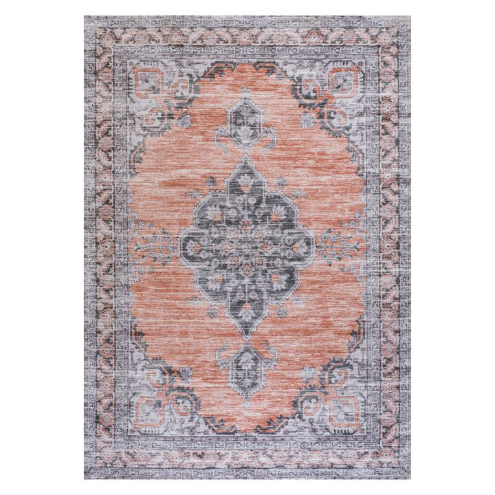 Wincer Chenille Cottage Medallion Machine-Washable Area Rug