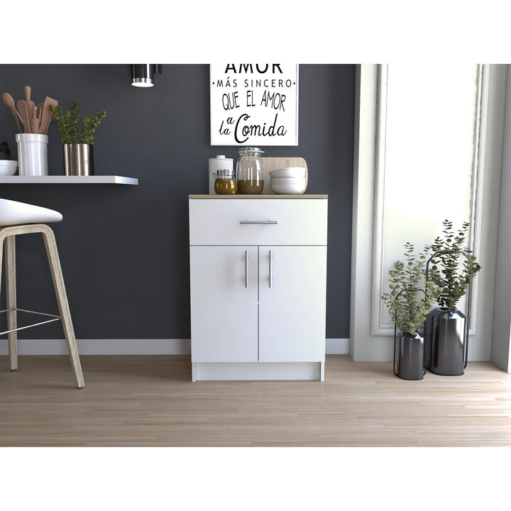 Majorca Multi Storage Pantry Cabinet, One Drawer, Two Interior Shelves - White Light Oak