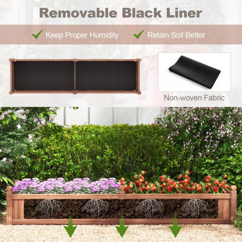 Hivvago 91 x 24 x 16 Inch Divisible Planter Box with Corner Drainage and Non-woven Liner for Growing Vegetables