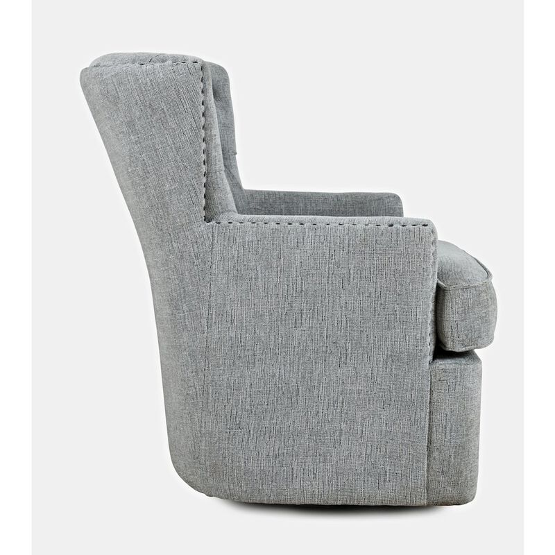 Jofran Bryson Transitional Upholstered Swivel Chair with Nailhead Trim