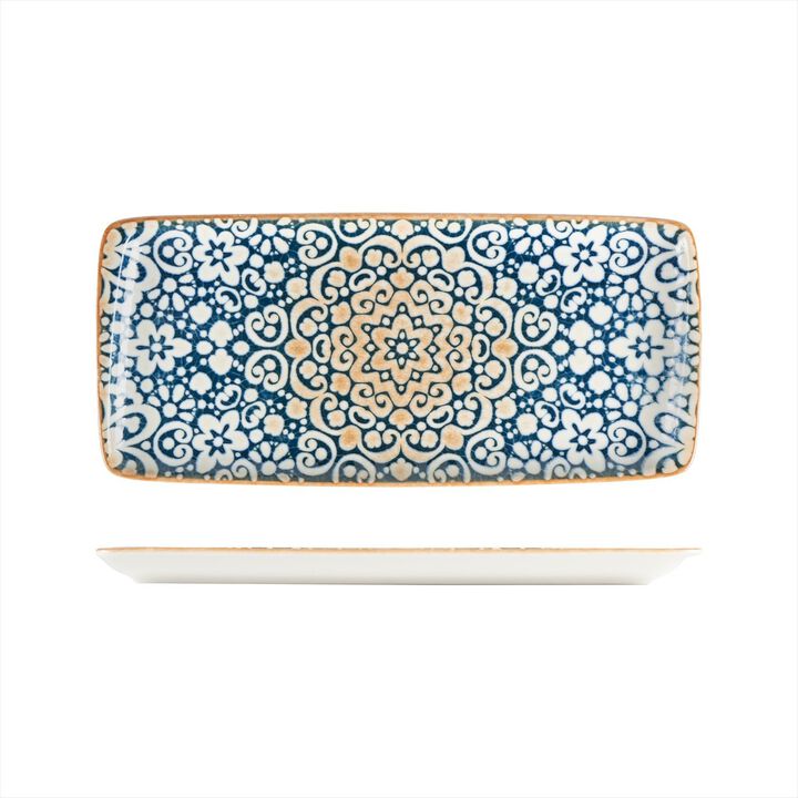 Alhambra 13.5" x 6" x h:0.75" Rectangular Decorated Porcelain Platter