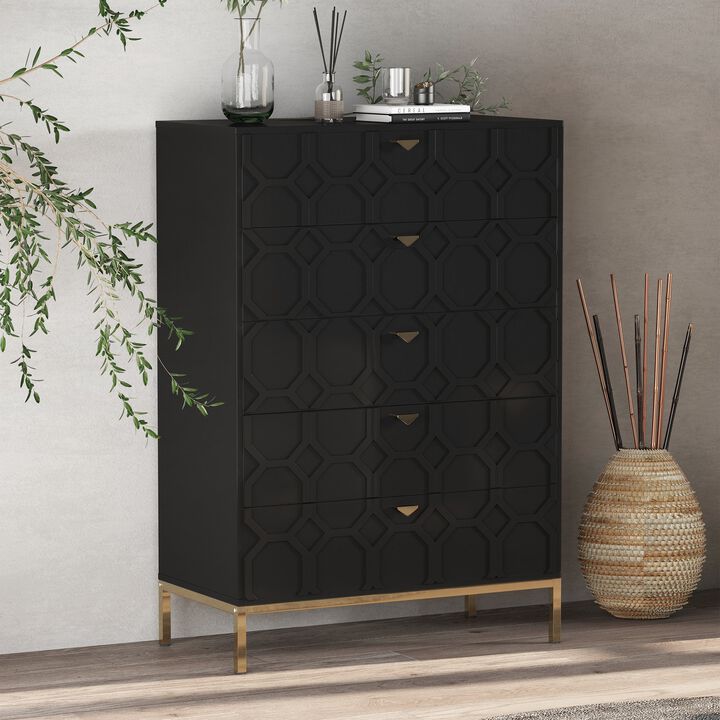 49.2 in. H Freestanding Storage Cabinet Green 5 Drawer Accent Cabinet
