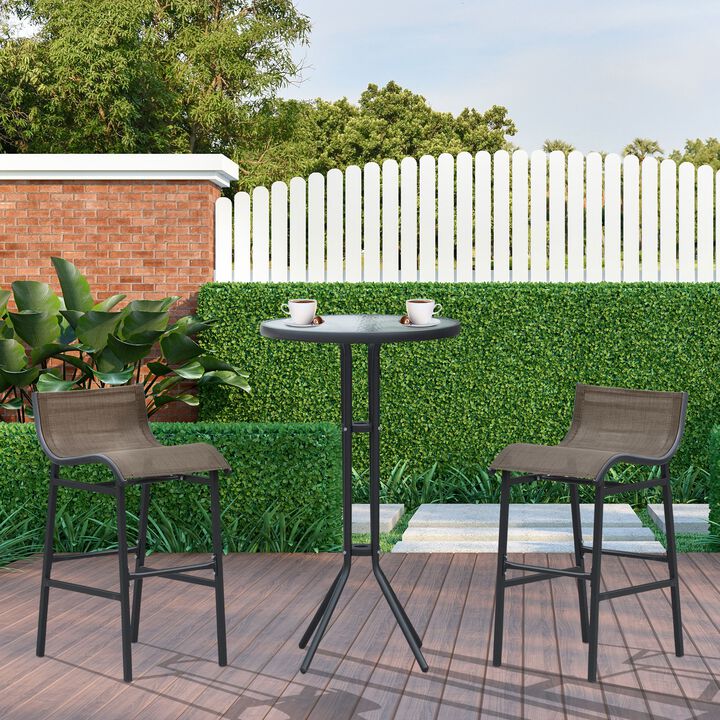 Elevated Outdoor Dining: 3-Piece Black/Tan High-Top Bistro Set