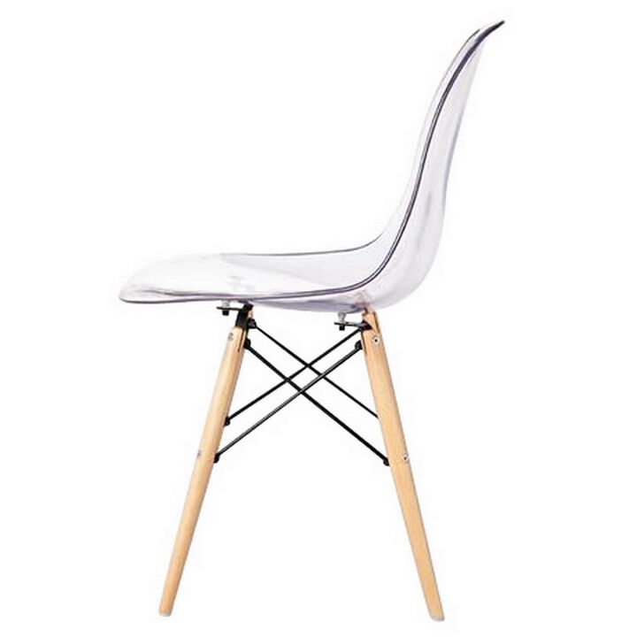 Louie 21 Inch Modern Side Chair, Wood Finished Legs, Translucent Seating-Benzara