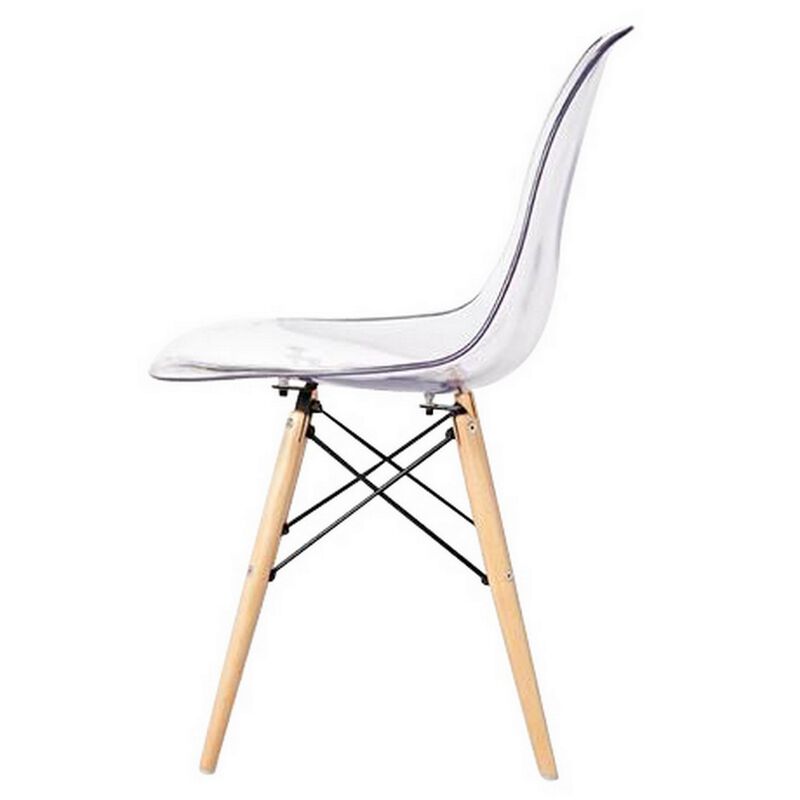 Louie 21 Inch Modern Side Chair, Wood Finished Legs, Translucent Seating-Benzara