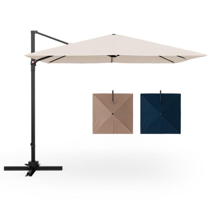 Hivvago 9.5 Feet Square Patio Cantilever Umbrella with 360° Rotation