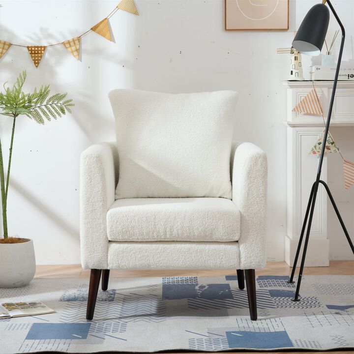Mondawe Barrel Chair, Teddy Fabric Armchair Club Chair, Upholstered Accent Chair