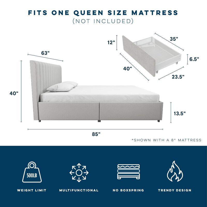 Brittany Upholstered Bed with Storage Drawers