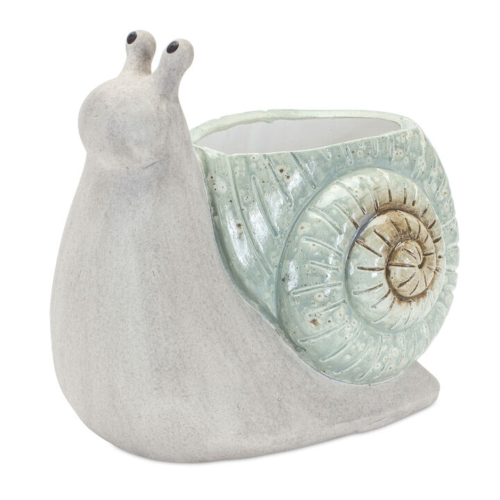 Whimsical Terra Cotta Garden Snail Planter (Set of 2)