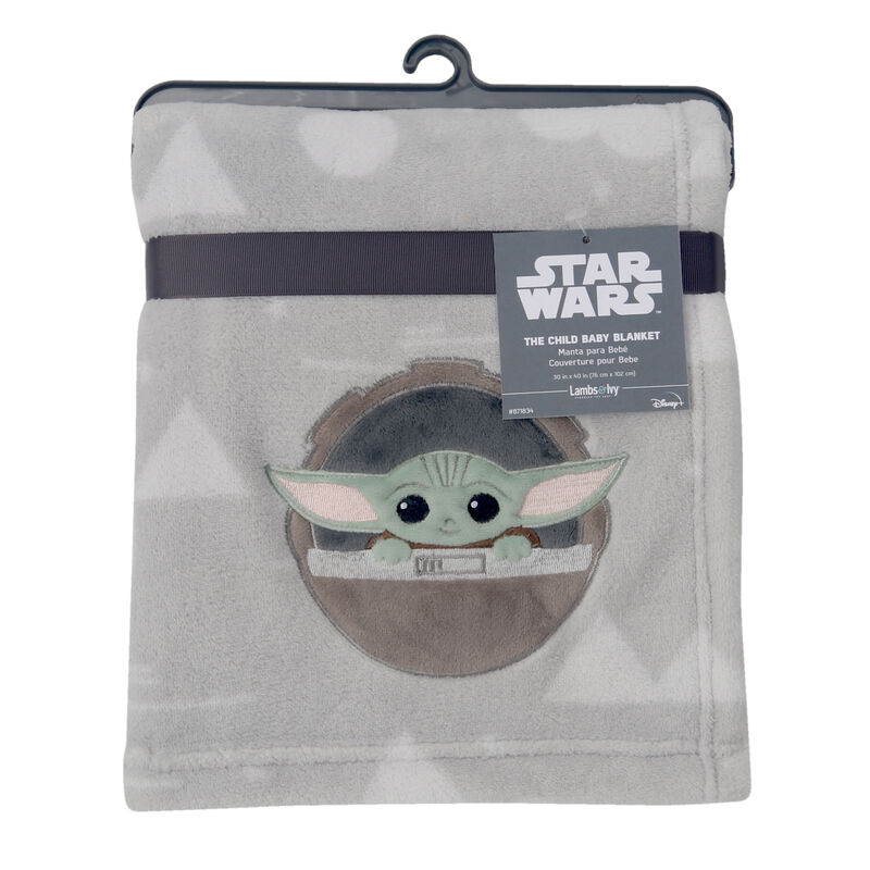 Lambs & Ivy Star Wars Mandalorian The Child/Baby Yoda Gray Fleece Baby Blanket