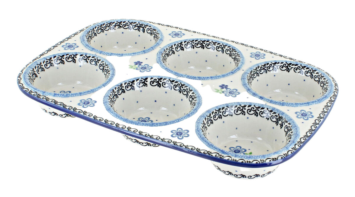 Blue Rose Polish Pottery Alyce Muffin Pan