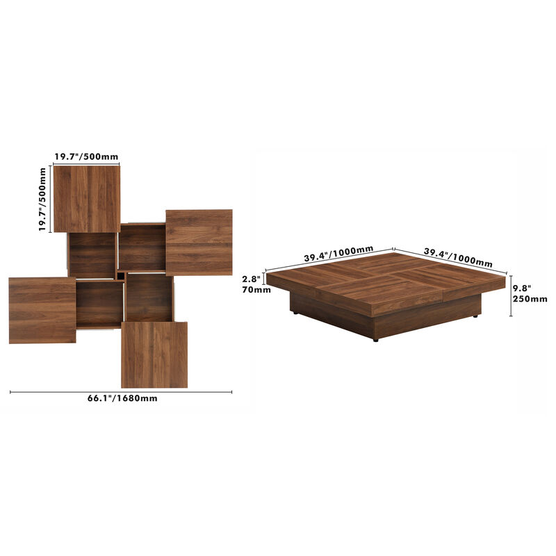 Merax Square Marble Veneer Coffee Table with Storage