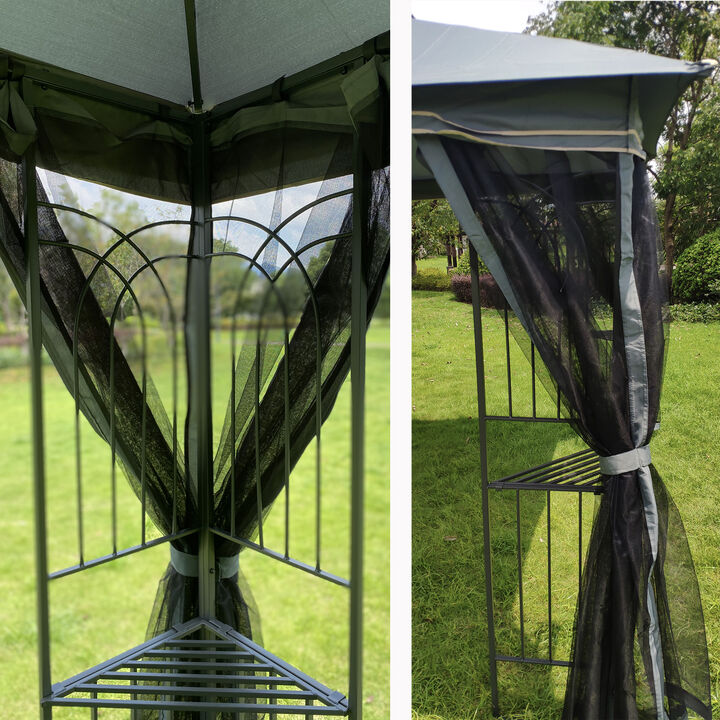 13x10 Ft Outdoor Patio Gazebo Canopy Tent with Ventilated Double Roof, Mosquito Net, and Detachable Mesh Screen Suitable for Lawn, Garden, Backyard