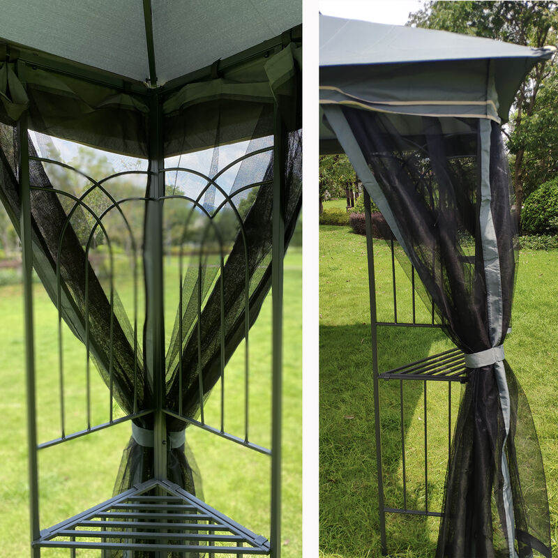 13x10 Ft Outdoor Patio Gazebo Canopy Tent with Ventilated Double Roof, Mosquito Net, and Detachable Mesh Screen Suitable for Lawn, Garden, Backyard