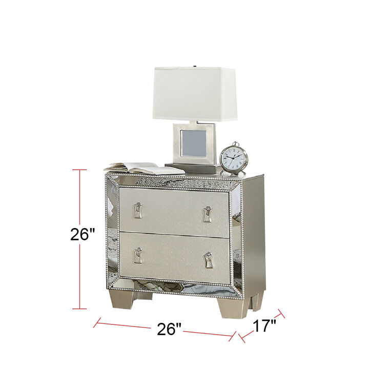 Streamdale Contemporary 2 Drawers Nightstand In Silver