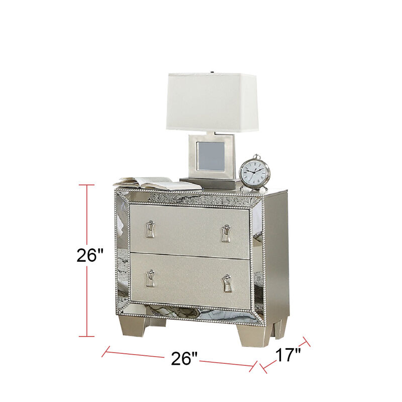 Streamdale Contemporary 2 Drawers Nightstand In Silver