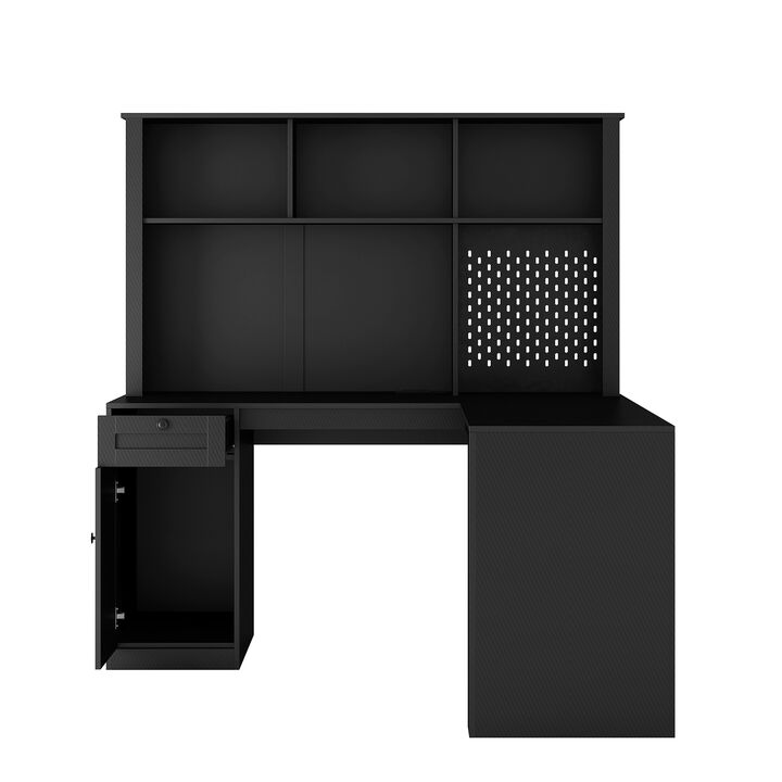 Space-Saving L-Shaped Desk with 2 USB Ports & 3 Outlets