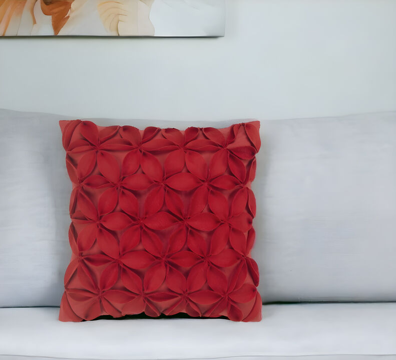 Hivvago Red Pinwheel Floral Petal Down Throw Pillow