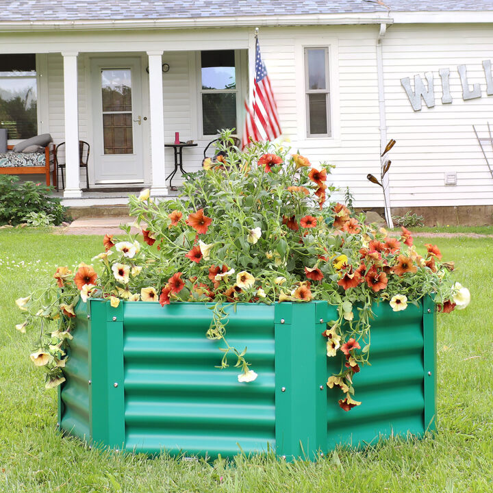 Sunnydaze Powder-Coated Steel Hexagon Raised Garden Bed - 41 in