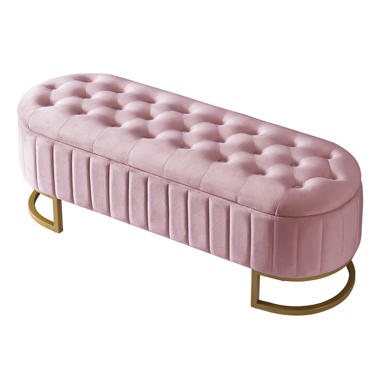 Merax Upholstered Velvet Storage Ottoman Bench