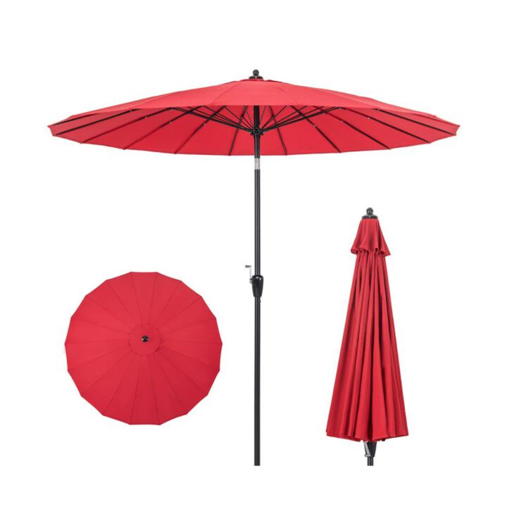 Hivvago 9 Feet Round Patio Umbrella with 18 Fiberglass Ribs