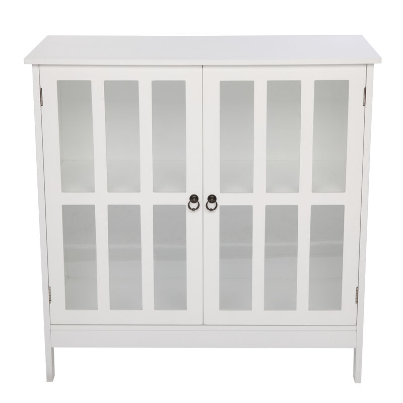 Transparent Double Door Side Cabinet Modern Storage for Living Room, Bedroom, or Office