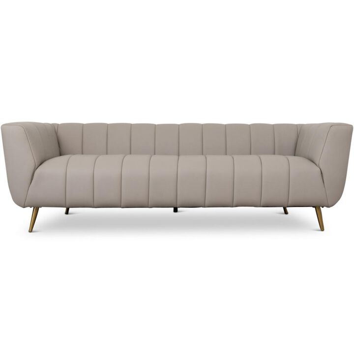 Ashcroft Furniture Co LaMattina Genuine Italian Leather Channel Tufted Sofa