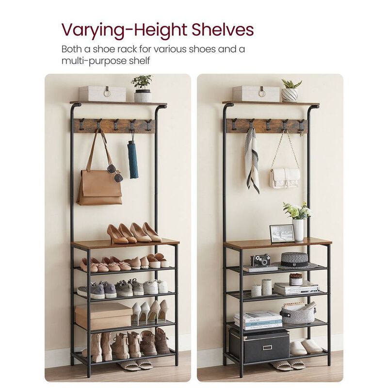 Hall Tree with Shoe Bench Entryway Organizer with Hooks and Storage