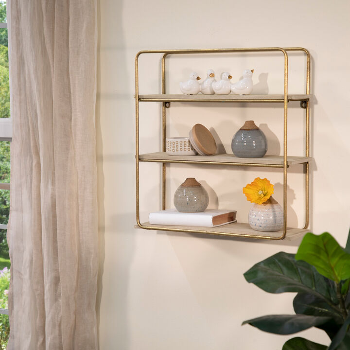 3 Tier Wall Shelf, Gold