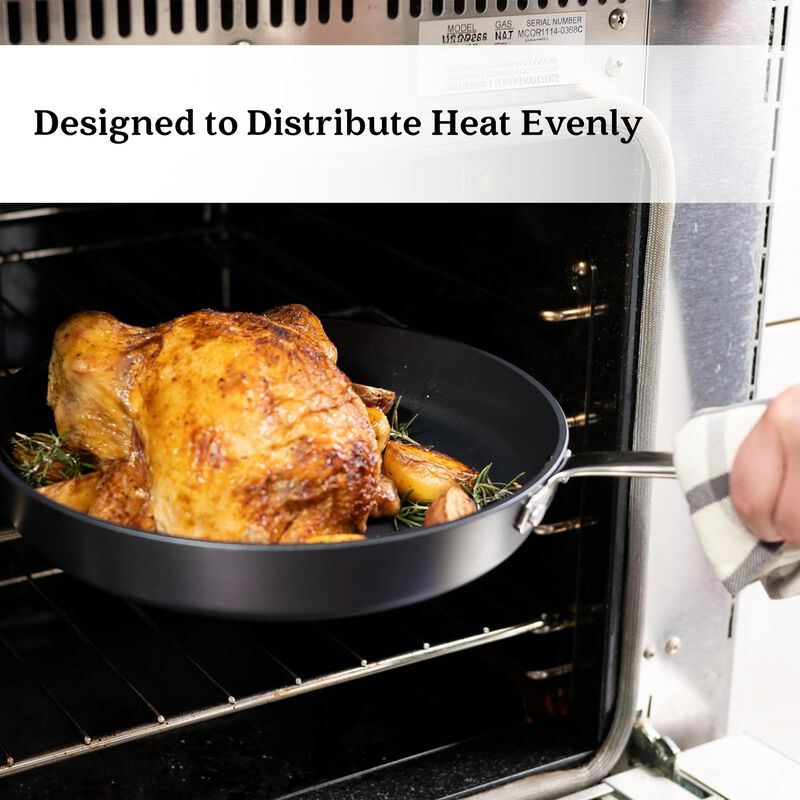 Alva Maestro Ceramic Nonstick Frying Pan Non Toxic Cast Aluminum w/ Stainless Steel Stay Cool Handle Scratch Resistant Healthy Cooking Pan Compatible w/ All Stovetops, Oven Safe & Induction Safe