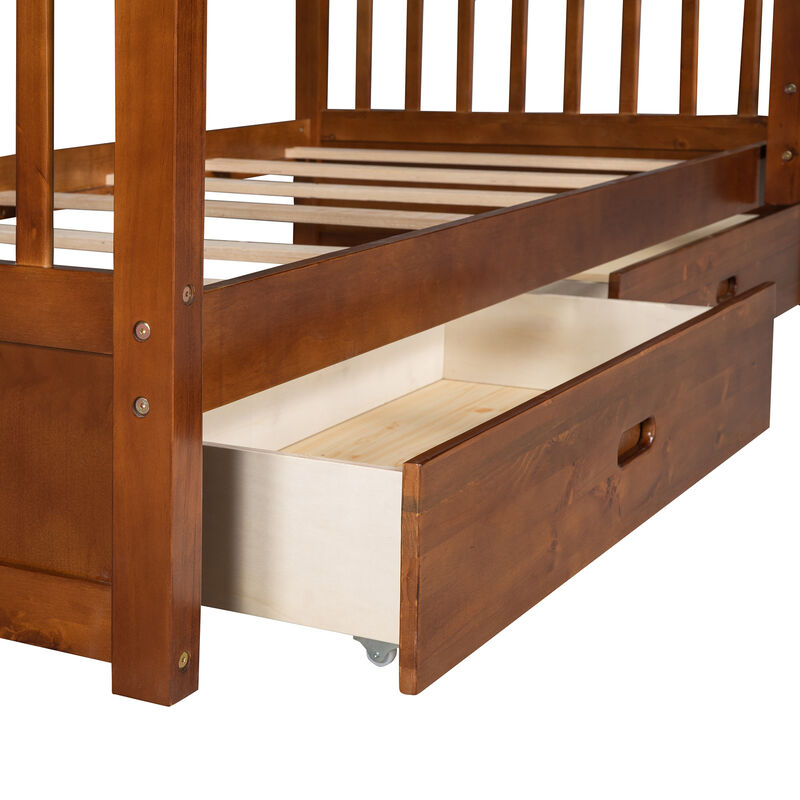 Merax Bunk Bed with Ladders and 2 Storage Drawers