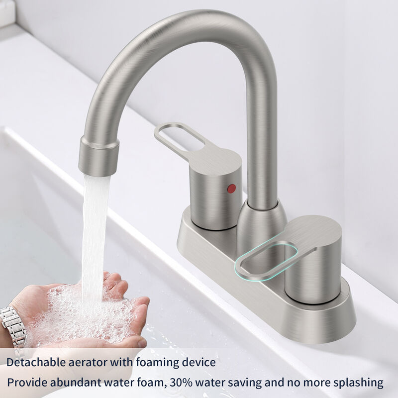 Brushed Nickel 2-Handle Bathroom Sink Faucet Centerset for 3-Hole Mount