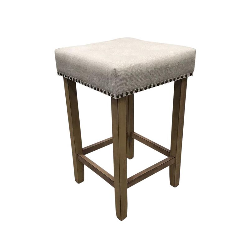 Carolina Living Sadie Tufted Upholstered Barstool - Set of 2 - Light Oak - Cream Upholstery